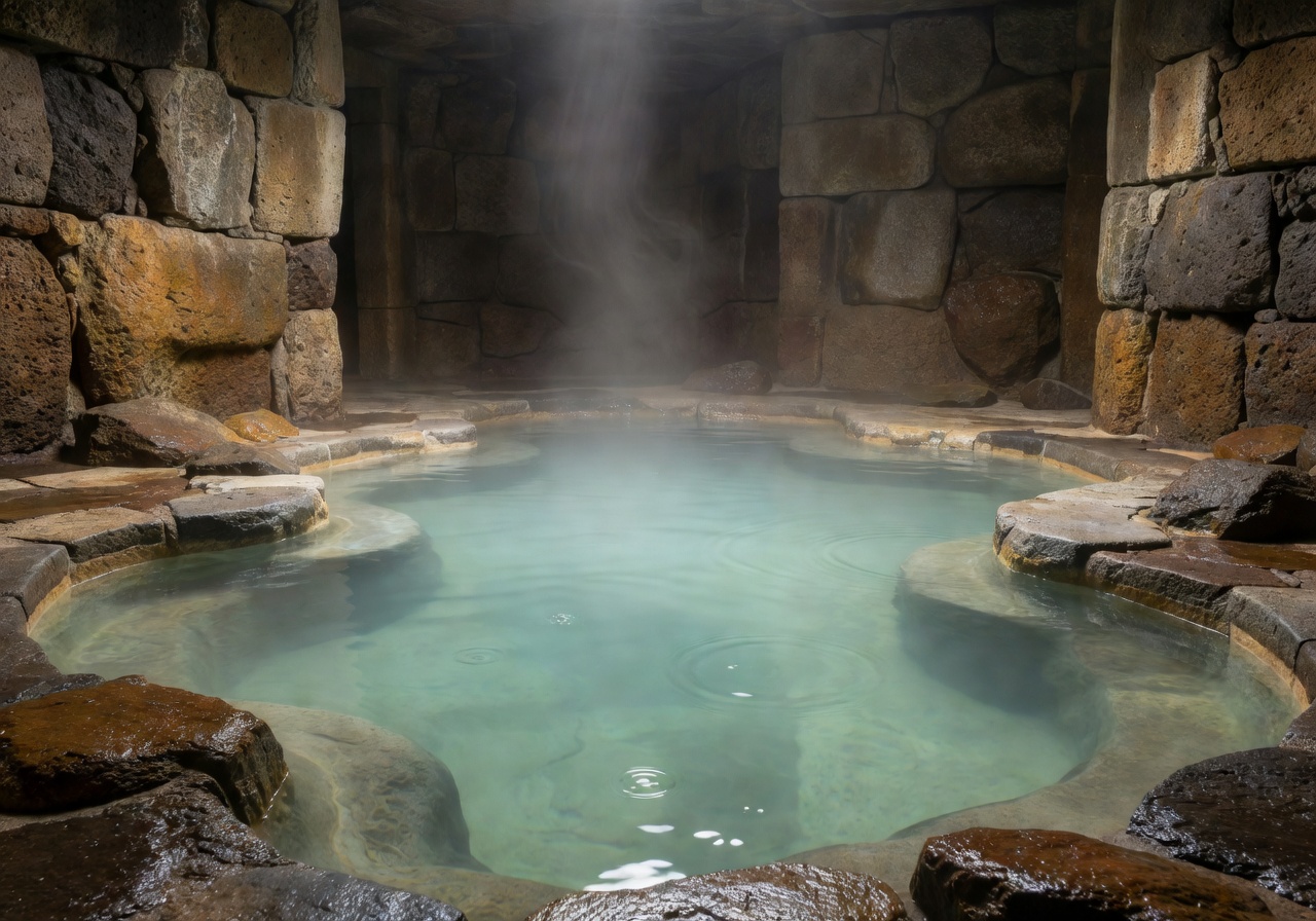 Indoor thermal stone bath pool