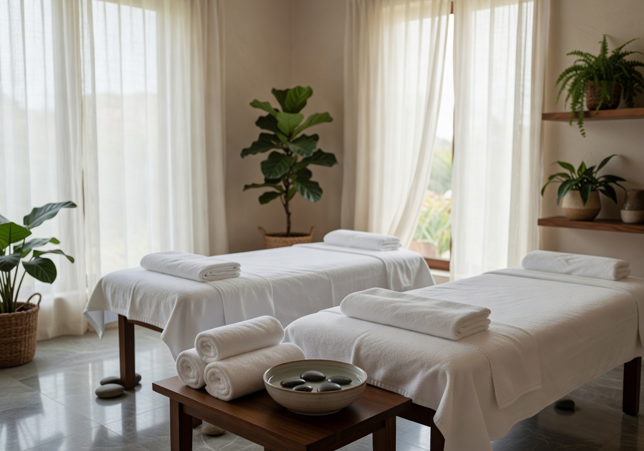 Serene spa room with massage tables